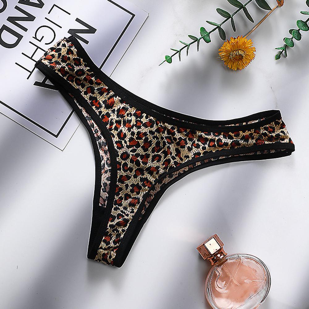 Women Bownot Transparent Low waist Leopard Panties Lace Thongs Briefs Underwear