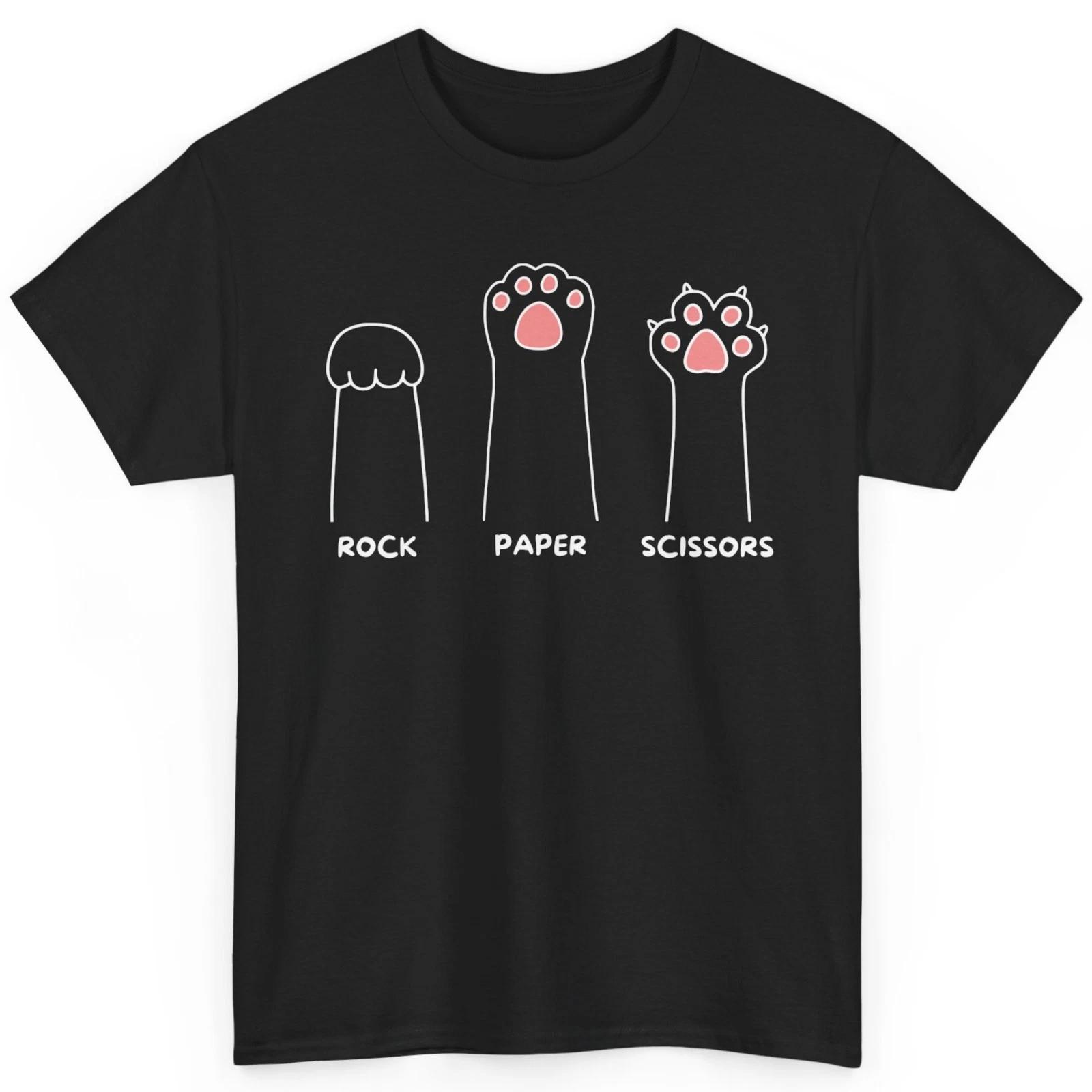 

Cat Rock Paper Scissors Shirt with Sharp Claws Fun Gaming T-Shirt Gift S