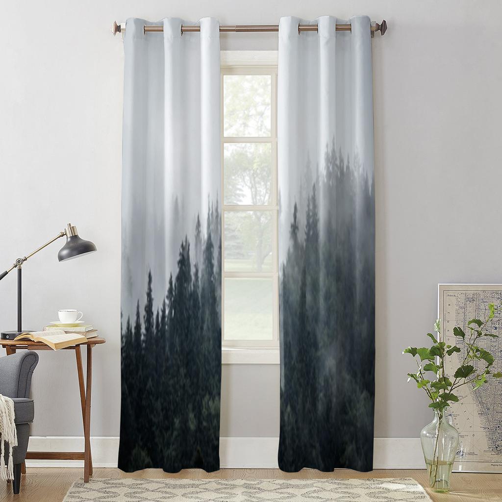 Misty Foggy Mountain Landscape Window Curtains For Living Room Bedroom Luxury Modern Kitchen Curtains Fabric Drapes