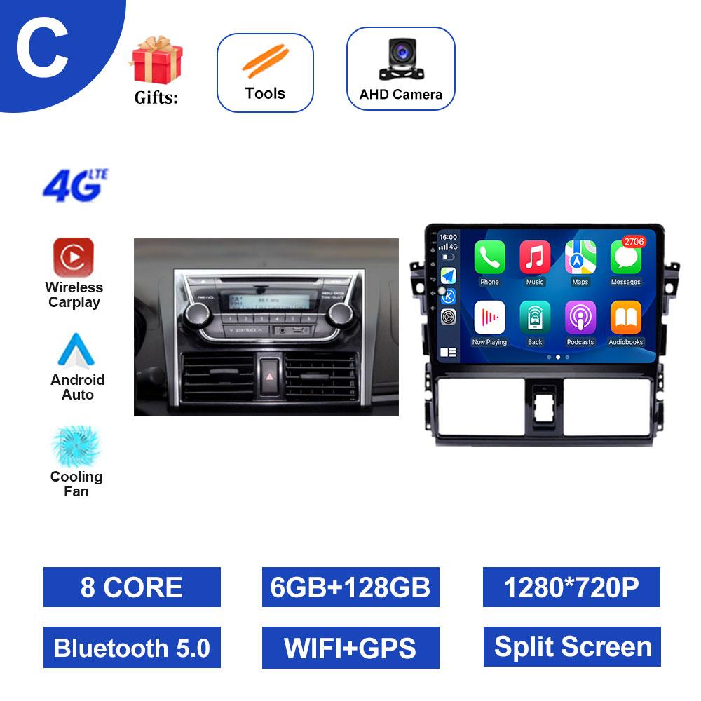 

Автомобильный радиоприемник, видео-мультимедийный плеер, 10-дюймовая ОС Android для TOYOTA VIOS YARIS 2013-2016, GPS-навигация, Wi-Fi, Bluetooth 8-core 4+64+AHD