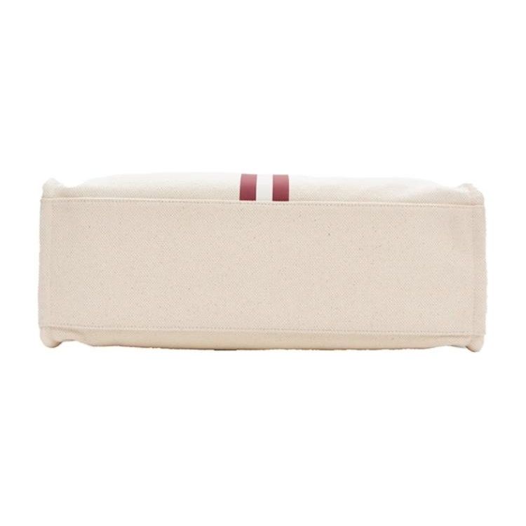 Bally Large Capacity Open Design Fabric Tote Bag Shopping Bag Handbag Women tote Natural Black Gold 6307789