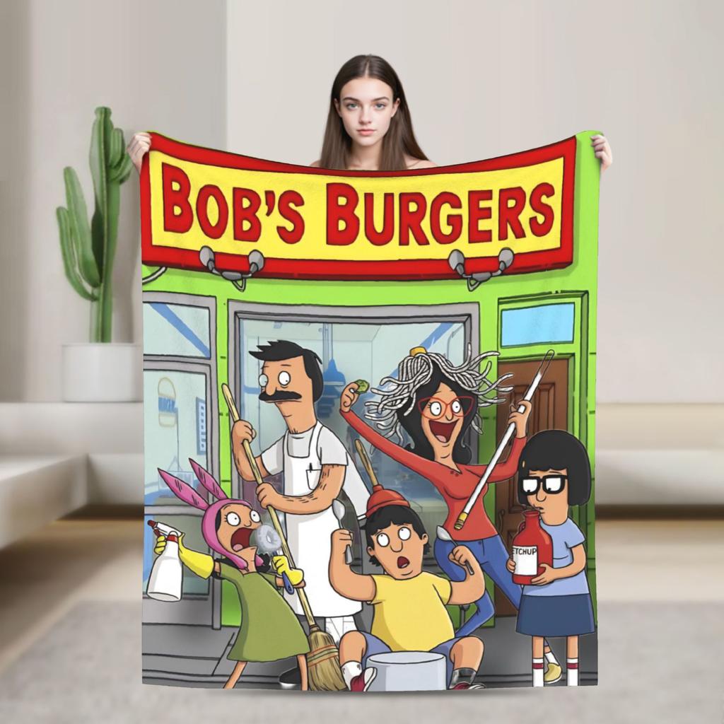 Super Soft B-Bob Burgers Thanksgiving Throw Blanket Premium Flannel Fleece Lightweight Bed Blanket Warm Plush Bedspread