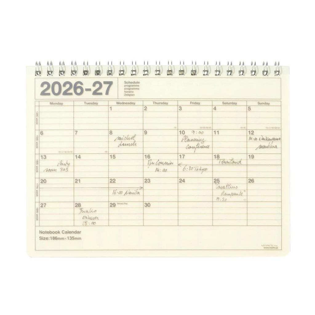 2026 April 2026 Monthly B6 Modified Notebook Calendar Marks Planner/Schedule Book, Start, Block, Size, S, Ivory, 26SDR-NB2-IV