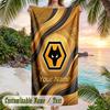 Beach Towel Wolverhampton Wanderers Football Print Custom Name Text Soft Towel for Swimming Pool