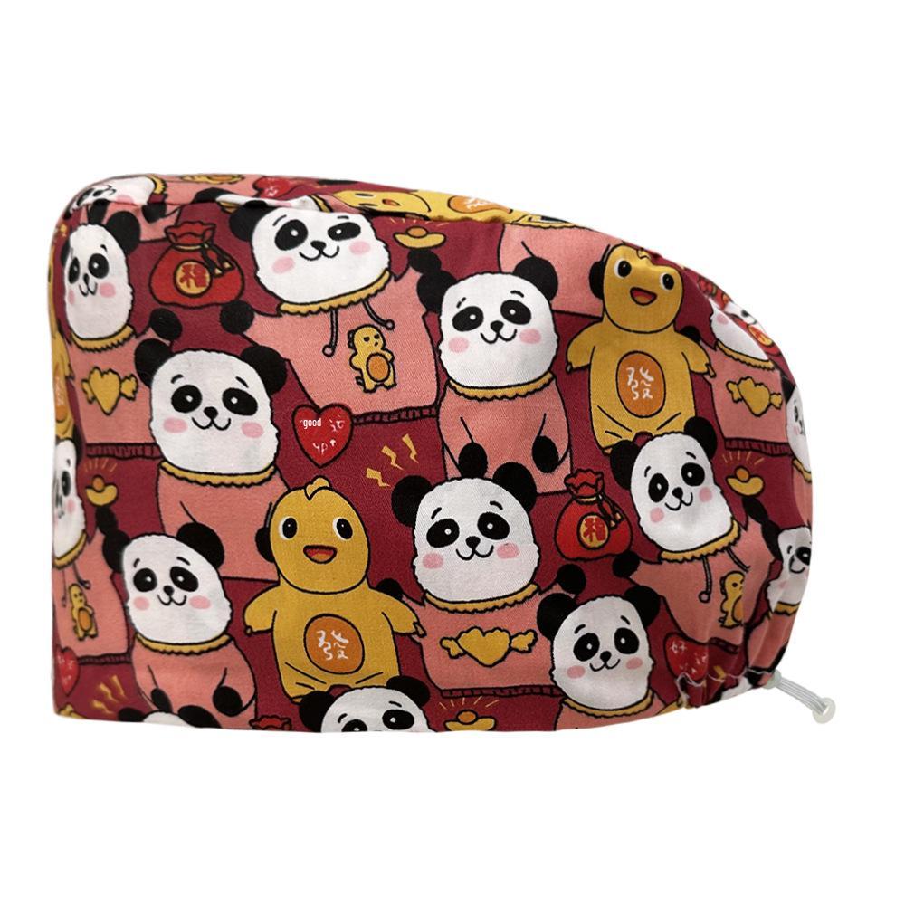 Floral Snap-Button Surgical Cap for Nurses and Doctors