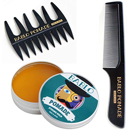 BABLO POMADE Strong Hold Pomade with Mesh Comb, Hair Wax, and Hair Grease