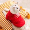 Cute Fu character New Year's cat clothes, warm in autumn and winter, festive puppy dog traction two-legged fleece jacket pet clothing