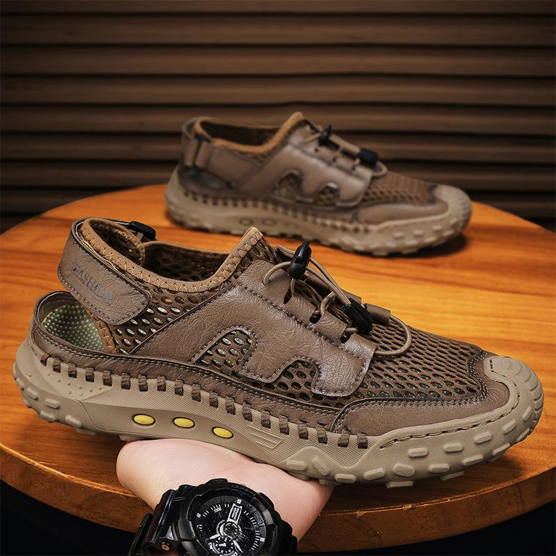 

2024 Весенние Повседневные Тренд Сандалии Мужские Сетчатые Дышащие Пляжные Туфли Мужские Модные Тапочки для Ног Мужские Повседневные 38