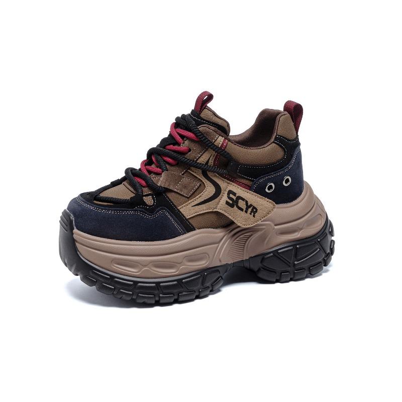 2 Frühjahr Neu Innere Höhenerhöhung und Farbpolitur Retro Sport und Freizeit Vielseitige Damenschuhe Kleine Plateau-Schuhe Damen