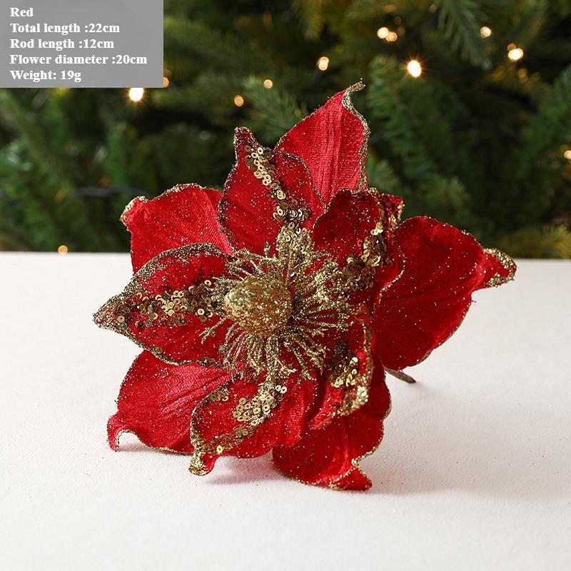 

Christmas Flower Double-layer Sequined Magnolia Flower Christmas Decoration Simulation Christmas Tree Decoration Christmas flowers красный