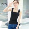 Women Tank Tops Suspender Style Square Collar Sleeveless Vest Solid Color Slim Fit Camisole Summer Bottoming Tops