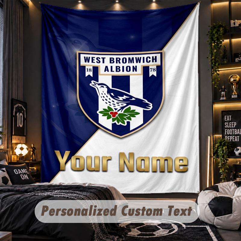 TapestryWest Bromwich Albion FC Custom Name Text Personalized Wall Hanging Tapestry Home Wall Decor