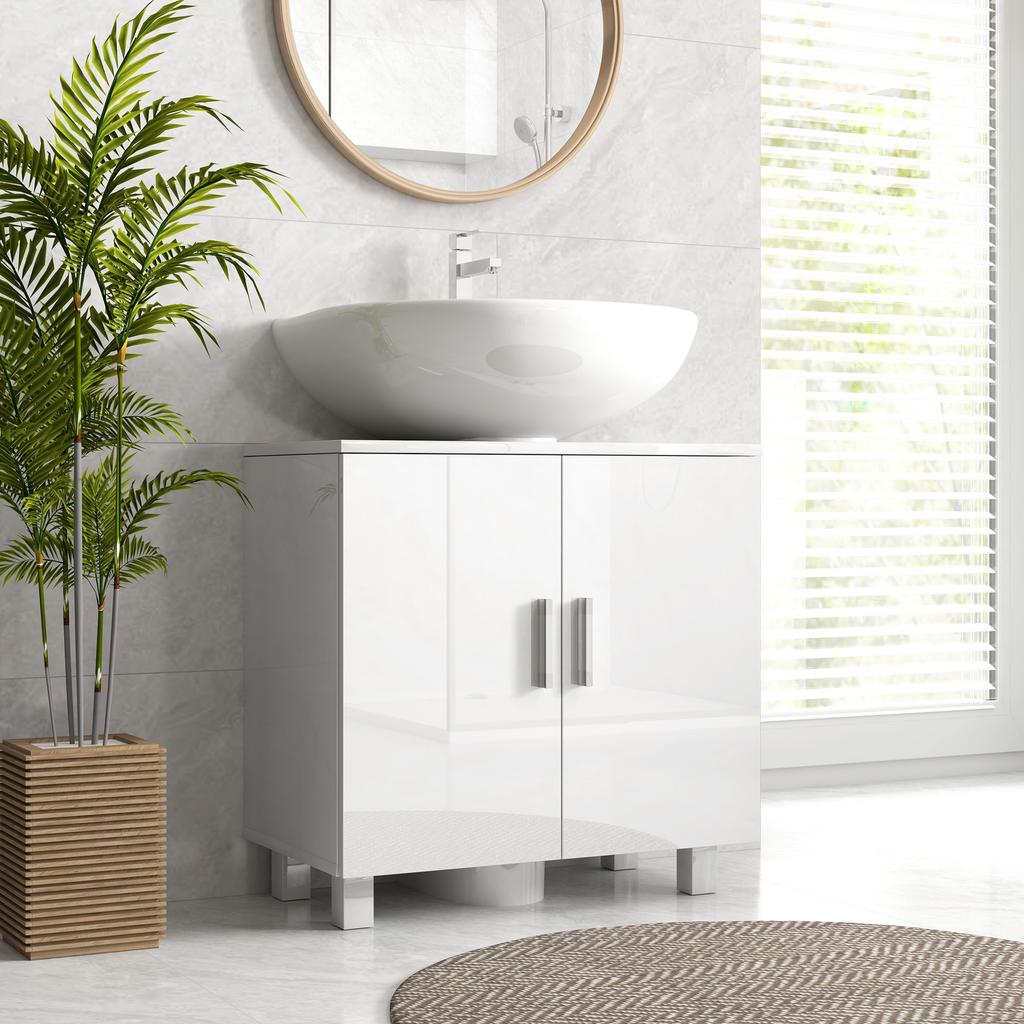 Bathroom Under Sink Cabinet For Basin Without Or With Pedestal High Gloss White
