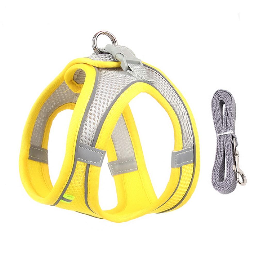 Black Adjustable P-chain Leash Puppy Cat Harness Yellow Vest Leash Dog Leash Set