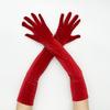 Winter Long Thickened Golden Velvet Gloves Stage Performance Etiquette Costume Gloves 1920S Vintage Prom Gloves