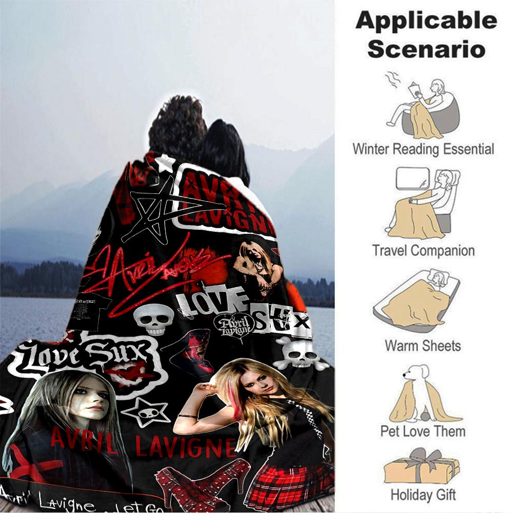 Avril Lavigne Collage Blanket Soft Throw Blanket For Home Bedroom Bed Sofa Travel Office Solid Christmas Blanket