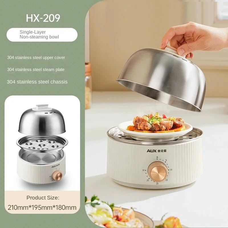 

220 В 1-ярусная/ 2-ярусная Бытовая электрическая яйцеварка Автоматическое отключение Пароварка для яиц из нержавеющей стали с таймером Машина для завтрака 220V