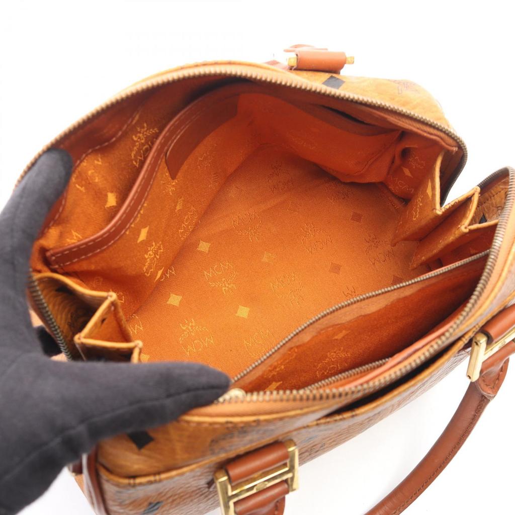Used MCM Visetos 2WAY Handbag PVC coated canvas leather Brown Used Women