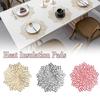 2Pcs  PVC Hollow Insulation Coaster Pads Table Bowl Mat Home Christmas Decor Heat Resistant Flower Shape Placemat for Dining Table
