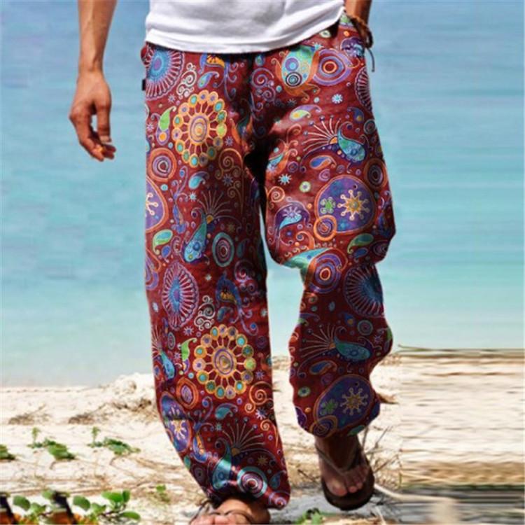 New Men's Youth Printed Relaxed-Fit Casual Trousers