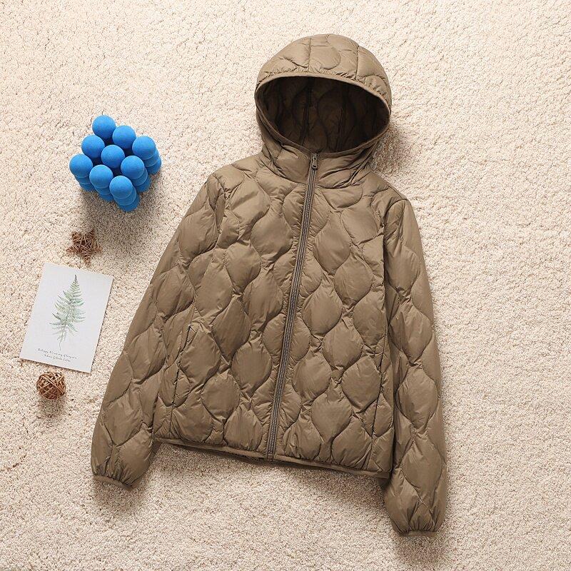 New Autumn and Winter Light Down Jacket Women's Short Hooded V-neck Loose Warm Jacket Type Light