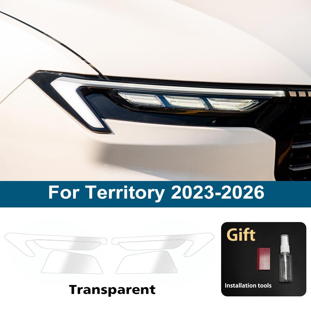 High-Gloss Car Headlight Protective Film For Ford Territory Equator Sport Smoke Black Pre Cut TPU PPF Anti-Scratch Vinyl Wrap