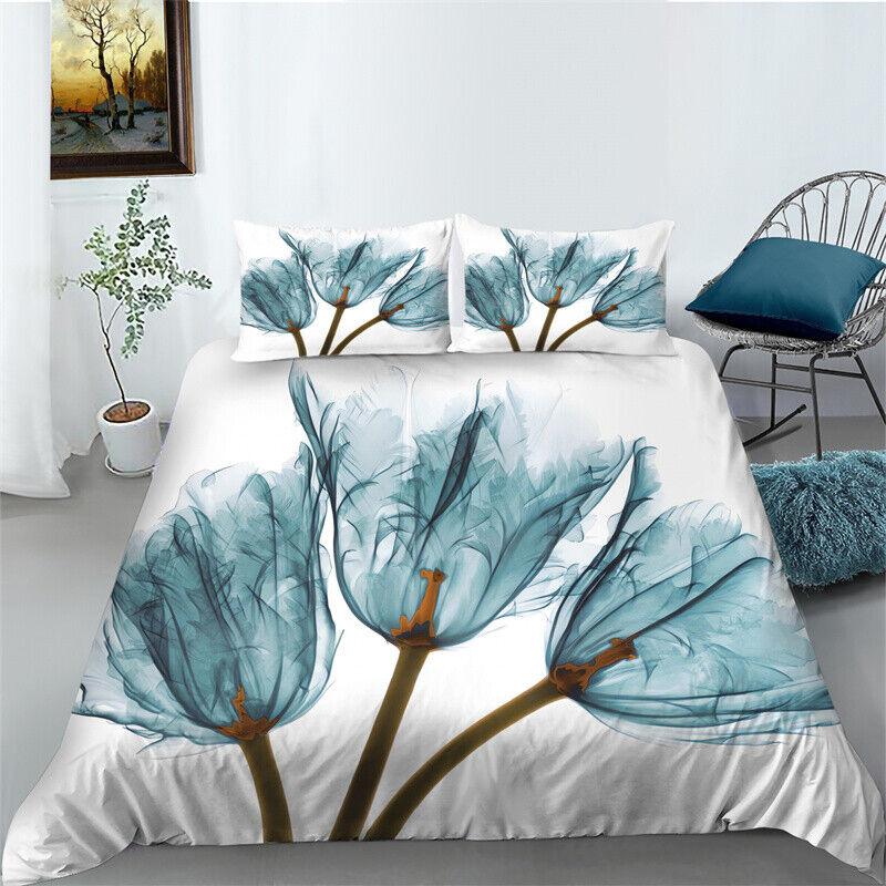 3D Flower Pattern Bedding Quilt/Duvet/Doona Cover Set Pillowcase