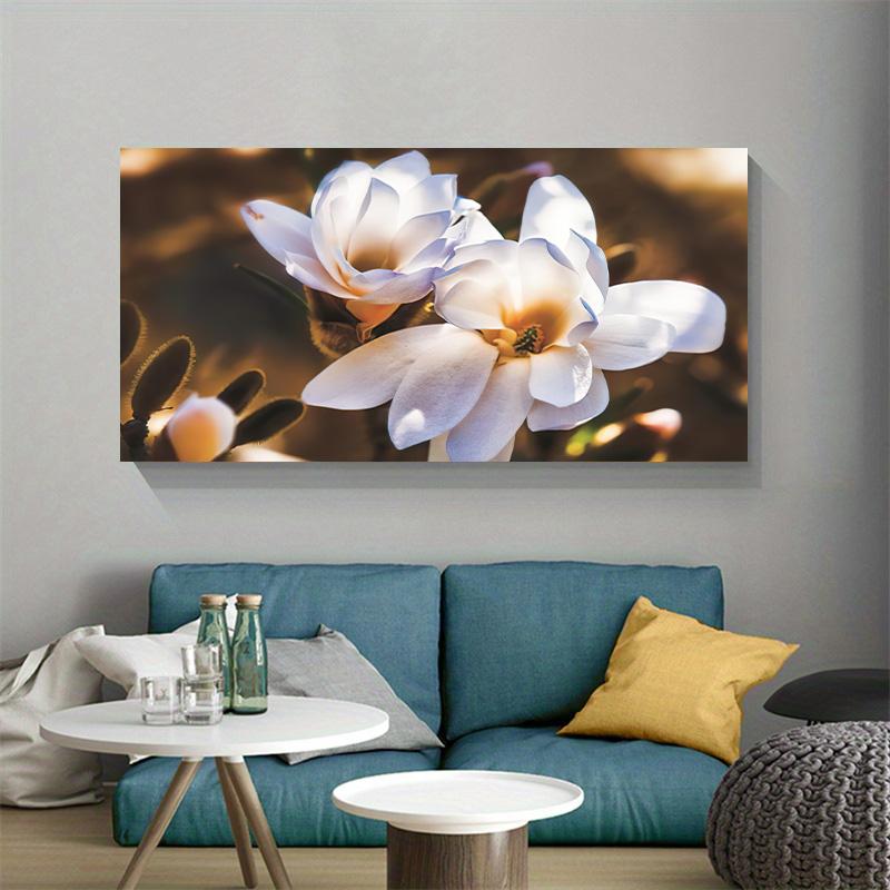 Creative Canvas Poster, Abstract White Flowers Painting, White Floral Canvas Wall Art, Artwork Wall Painting For Gift, Bedroom, Living Room