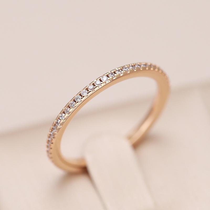 New Arrivals  Rose Gold Single Row Micro-Wax Inlay Natural Zircon Rings Women Wedding Party Trendy Fine Jewelry
