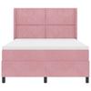 Boxspring Bed with LED Light Strips Pink 160 X 200 Cm Velvet