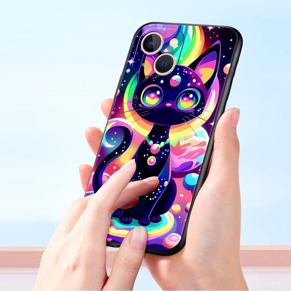 Buntes Katzen-Design Handyhülle Cover für iPhone 17 16 15 14 13 12 Pro Max 11 Pro Max 17 AIR Plus Stoßfeste Weiche TPU Hülle Capas
