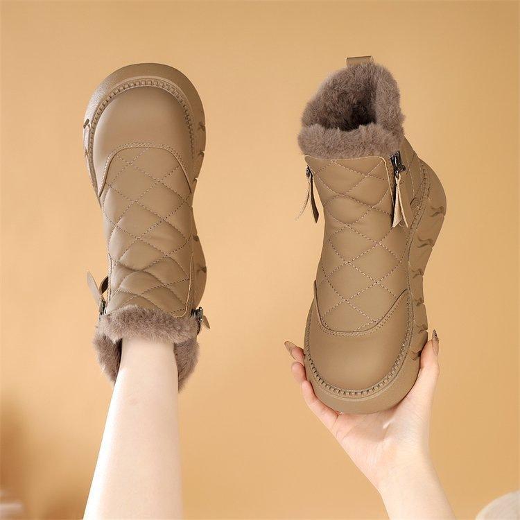 Thick-bottomed fleece thickened warm plush snow boots winter new lightweight non-slip short boots