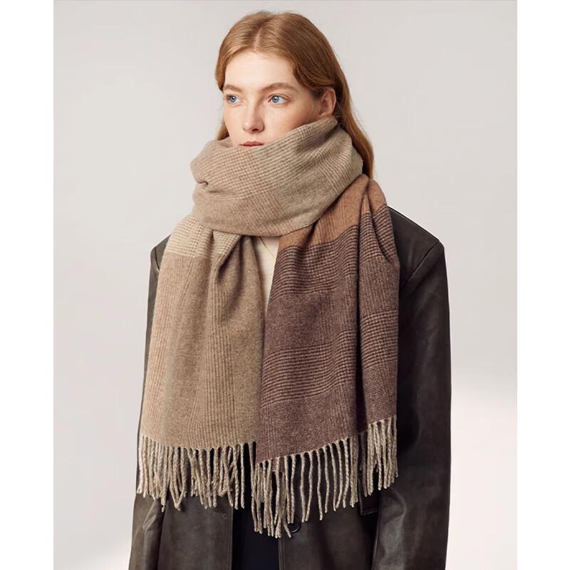 VICTORIA&VERA Autumn/Winter Striped Plaid Tassel Scarf