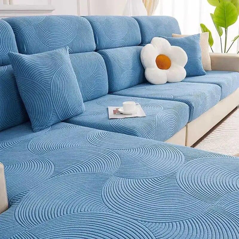 Polar Fleece Geometric Sofa Cushion Covers 1/2/3/4 Seater Elastic Sofa Mattress Corner Couch Armchair Slipcover