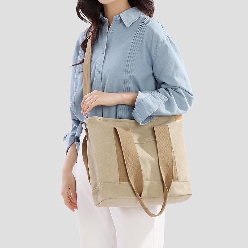 Women's Large Capacity Tote Bag Lightweight Canvas Shoulder Handbag