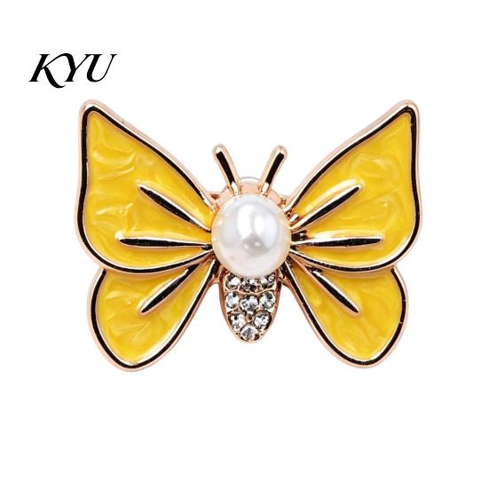 Metal Butterfly Brooch Faux Pearl Rhinestone Brooch, Dainty Decorative Badge Fashion Accessories Pin, Sweater Cardigan Coat Dress Jewelry Anti-rust