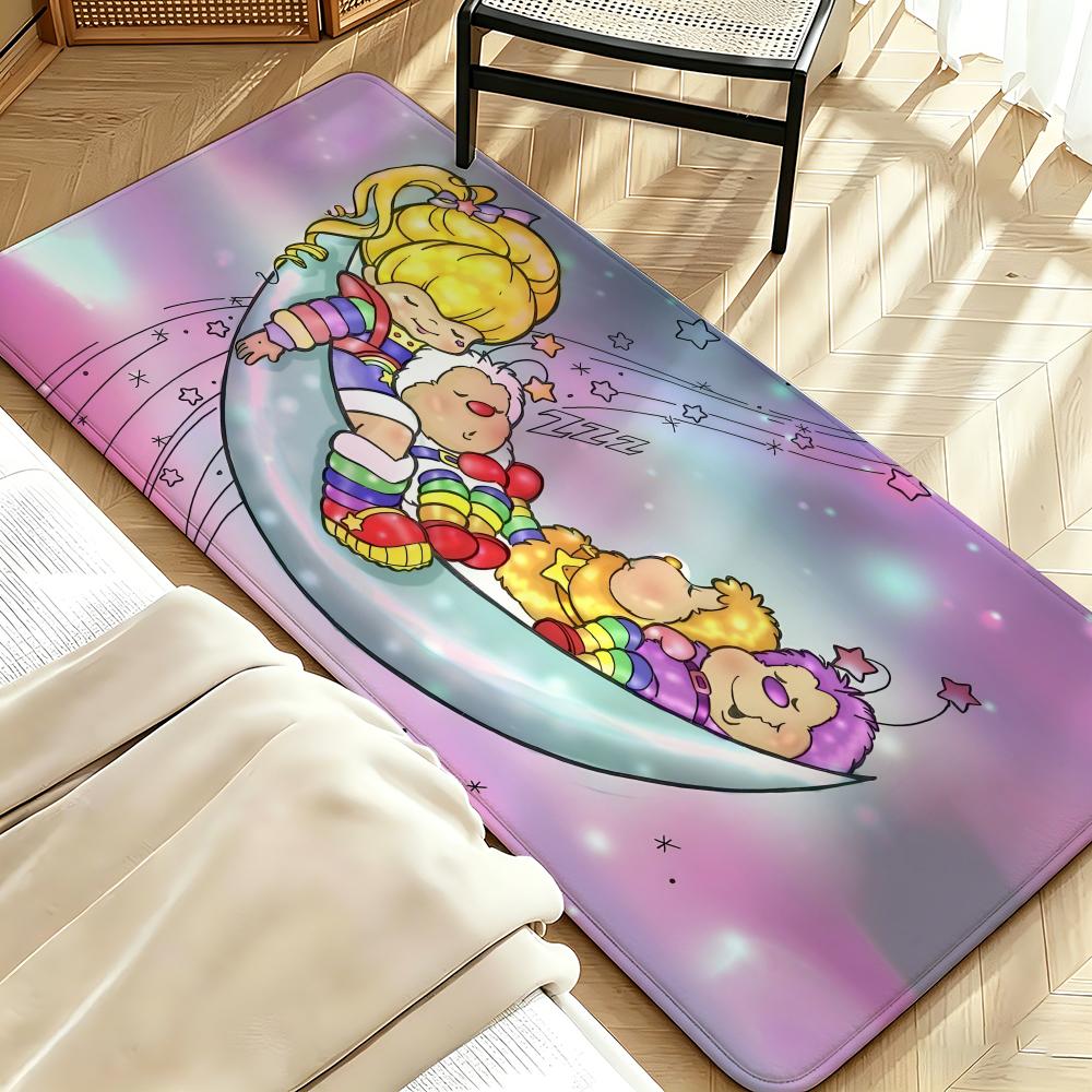 Character R-Rainbow B-Brite Floor Mat Soft Flannel Floor Mat Suitable for Entryways, Living Rooms, Bedrooms, and Bathrooms