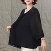Women's Plus Size Burgundy Blouse, Casual 3/4 Sleeve Pleated Front Top (3XL-7XL)