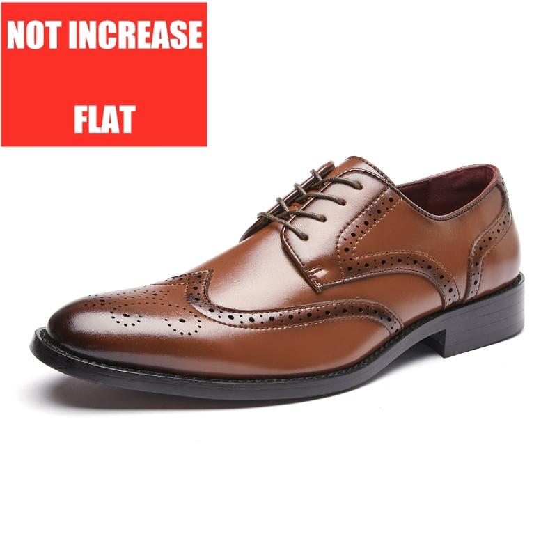 High Quality Height Increase Oxford Dress Shoes Men Genuine Cow Leather Suit Shoes Lift Brogues Wedding Formal Elevator Shoes