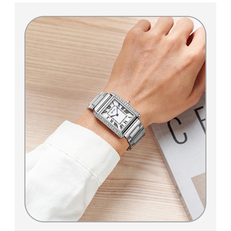 SANDA Vintage Diamond Quartz Watch Roman Scale Square Dial Waterproof Couple Fashion Quartz Men and Women's Watch