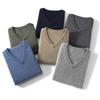 New V-neck cashmere sweater men's middle-aged and young solid color sweater loose knitting
