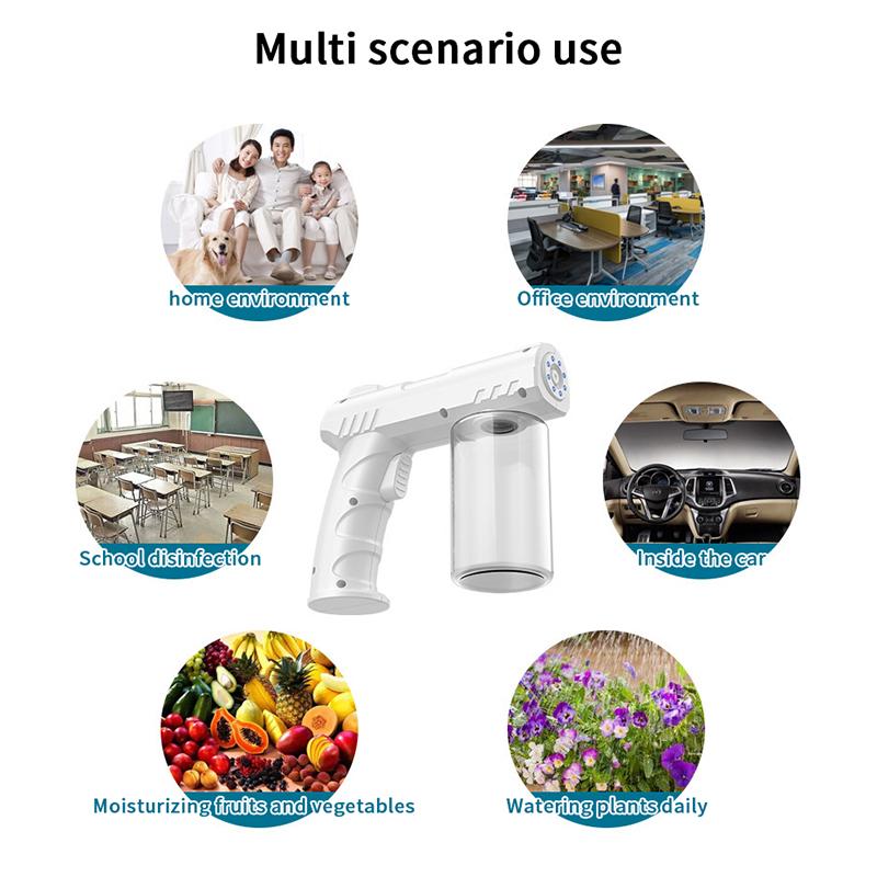 280Ml  Style Wireless Electric Sanitizer Barber Sprayer Bottle Usb Nano Blue Light Steam Spray Disinfection Gun Garden House