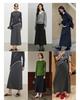 Wen Jiu A-Line Long Skirt: Slanted Cut Wool, Solid Color, Winter Elastic Waist, Slimming Half Skirt