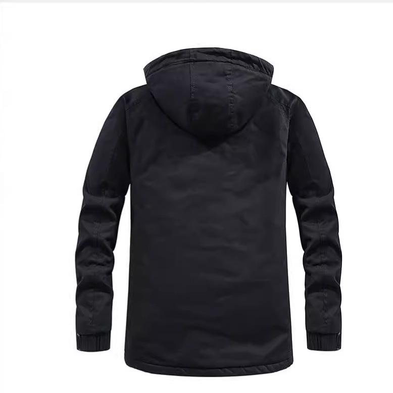 Chaqueta Cortavientos de Terciopelo de Longitud Media para Hombre Abrigo para Hombre de Edad Media Chaqueta de Trabajo de Algodón Lavado Engrosada Hombre