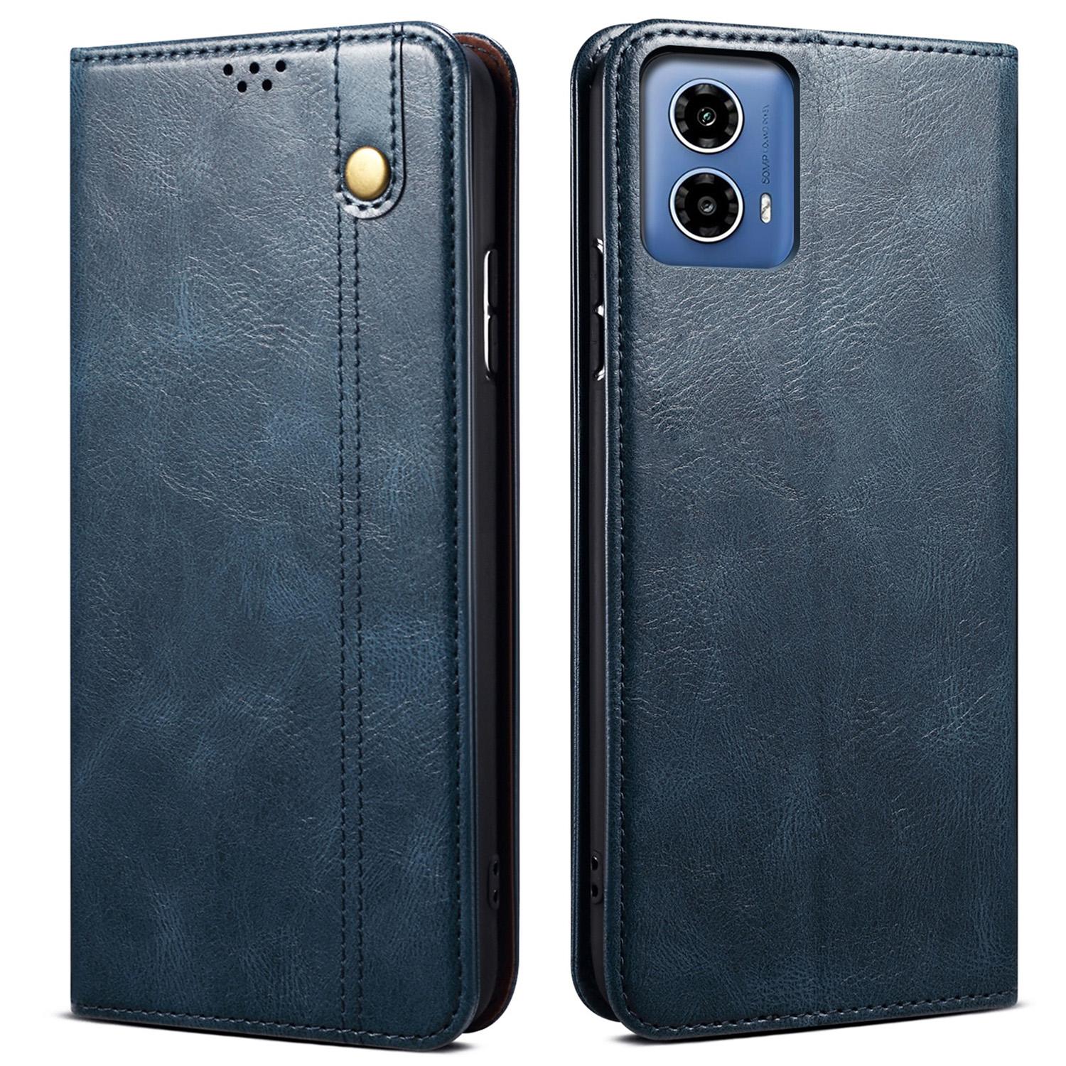 

Для Motorola Moto G85 5G/S50 Neo 5G Чехол Кожаный Кошелек Книжка Чехол для Телефона Вощеная Текстура Crazy Horse Blue