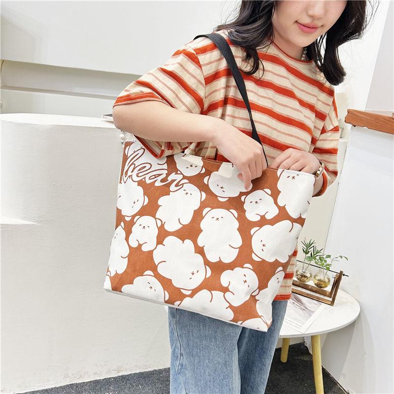 New Canvas Printed Women's Bag Fashionable Versatile Shopping Handbag Tote Bag Large-capacity Student Class Shoulder Bag