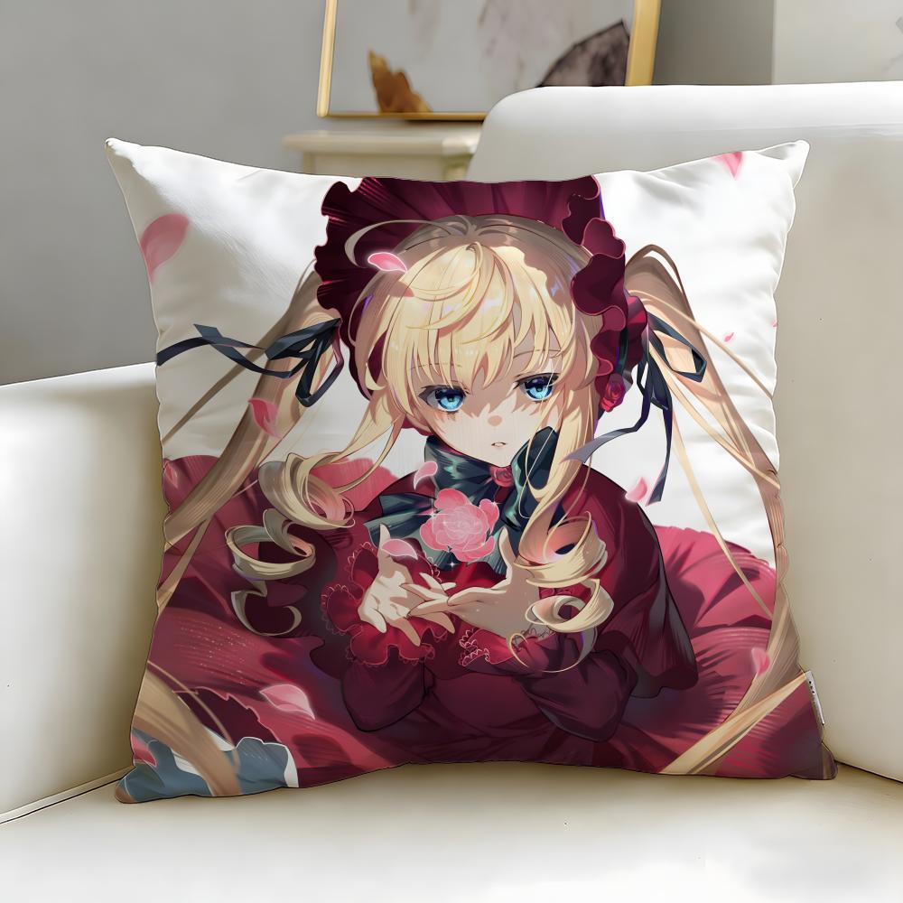 Classic Anime Rozen Maiden Cushion Cover Soft  EasyWash Pillow Case  Versatile for Couch Bed Travel and Office