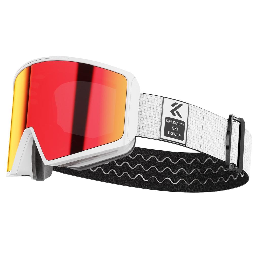 KAPVOE Ski and Snowboard Goggles with Double Magnetic Large HD and UV Protection Red and Snowfield Women's Anti-Fog Lenses, Removal, Mirror,