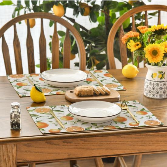 Artoid Mode Orange Fruit Summer Placemats Set of 4, 12x18 Inch Seasonal Spring Holiday Table Mats for Party Kitchen Dining Decoration