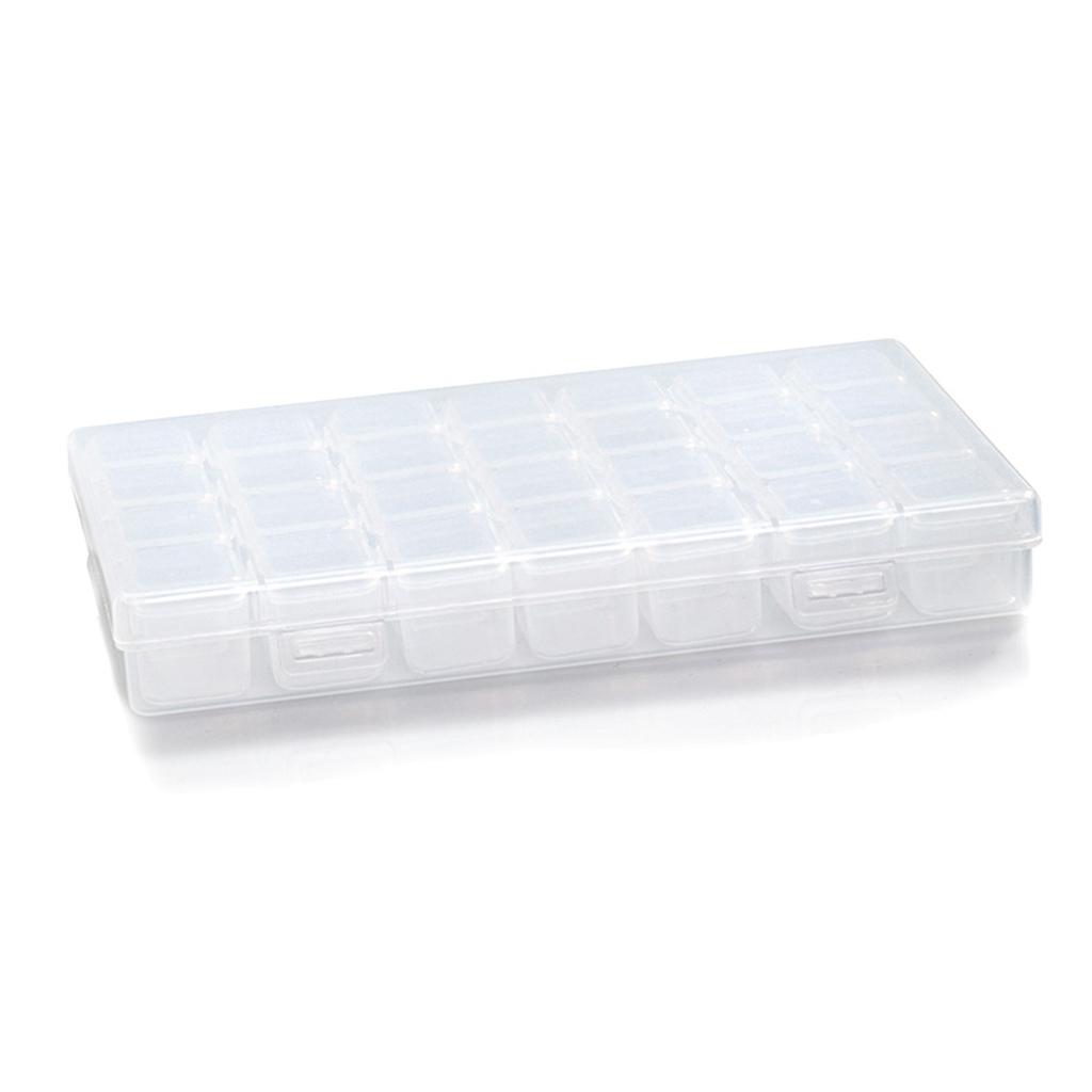 Jewelry Organizer Clear Bead Container 28 Compartments Removable Storage Box